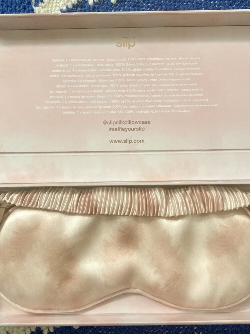 SLIP Pure 100% Mulberry Silk Sleep Mask Soft, Light-Blocking, Adjustable PINK